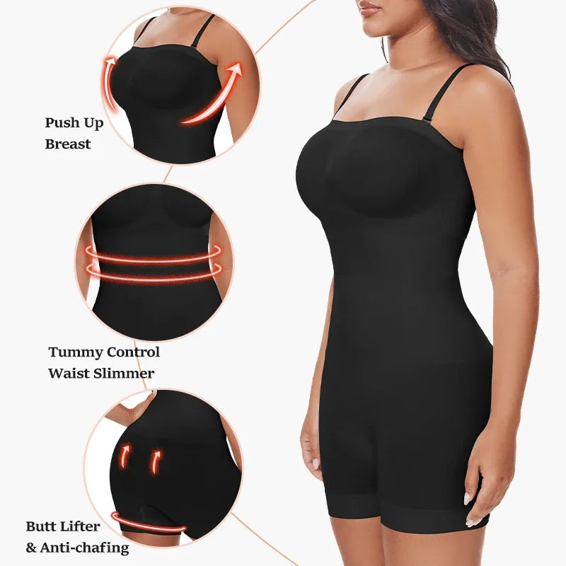 New Strapless Bodysuit off Shoulder Tube Top Women Shorts Shapewear Tummy Control Body Shaper Sexy Fajas Skinny Underwear